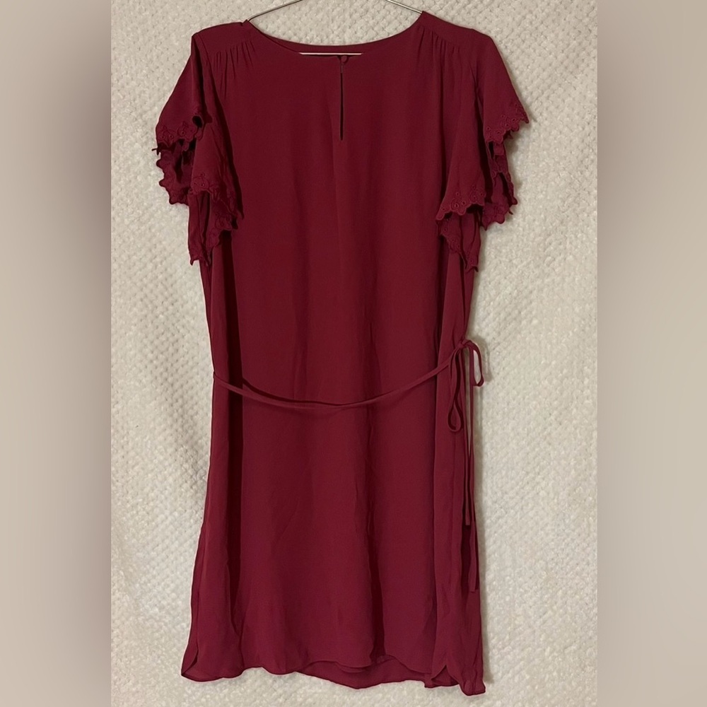 LOFT Mini Dress Flutter Sleeve Drawstring Waist Flowy Flattering Womens Medium - Picture 3 of 9